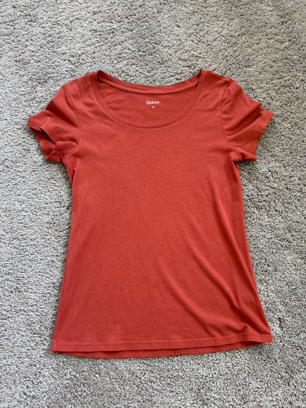 Quince cotton-modal scoop neck tee in a burnt sienna orange
